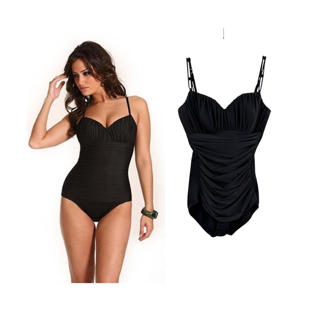 Magicsuit Rialto Ruched Tummy Control One Piece Swimsuit Black Size 10 DD